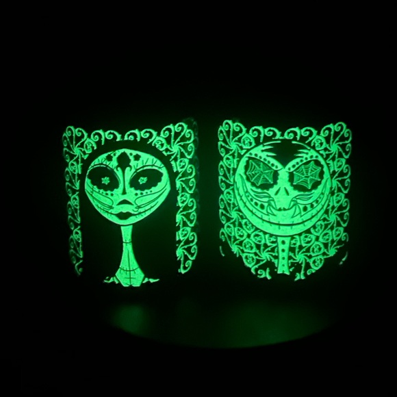 Disney Nightmare Before Christmas Glow in the Dark Coffee Mugs Jack Sally Cups - Picture 2 of 3